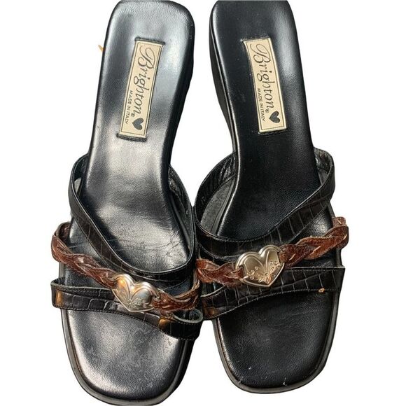 Brighton Leather Wedge Sandals - Picture 1 of 14